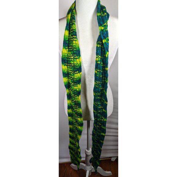 Handmade Cybergoth Dragon Blue Yellow And Neon Green Scarf - Picture 5 of 7